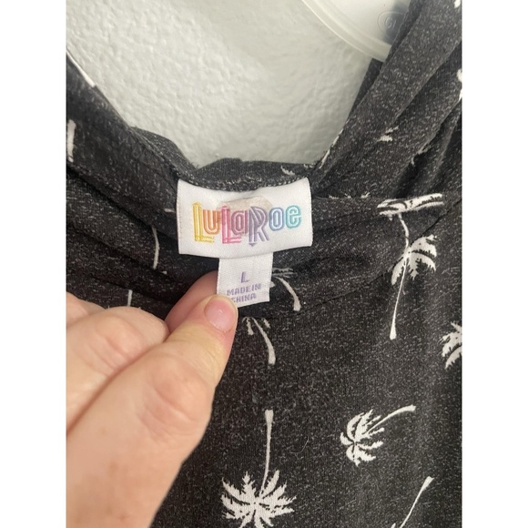 Lularoe Amber Hoodie With Front Pouch Palm Trees Gray Size Large - Picture 2 of 8